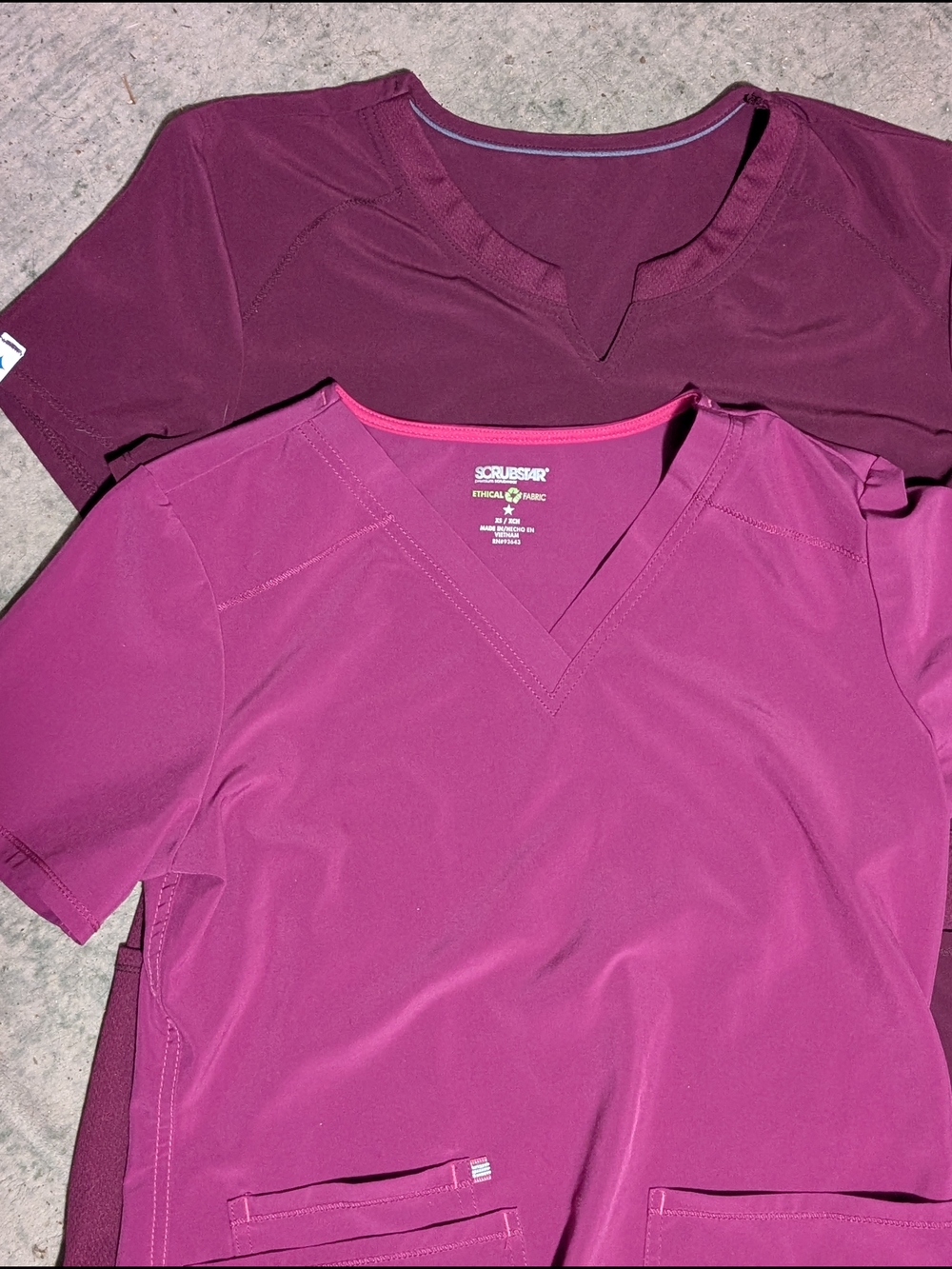 Scrubstar Women's Scrubs Fuschia Bliss XS and Wine S